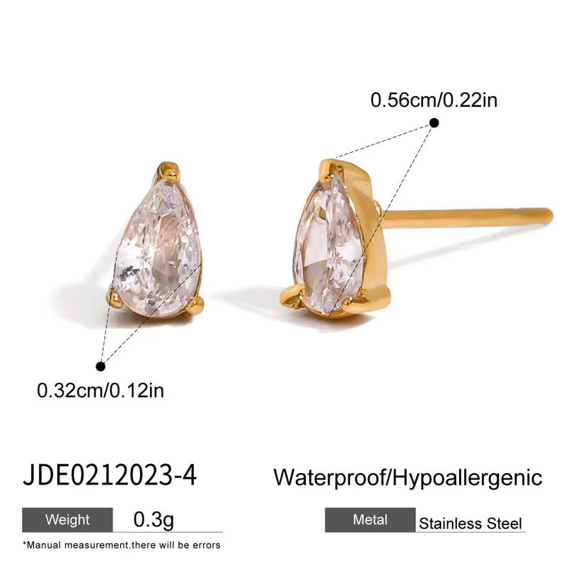 Trendy Hypoallergenic Wholesale Stainless Steel PVD Brand Zircon Stud Earrings Jewelry for Women