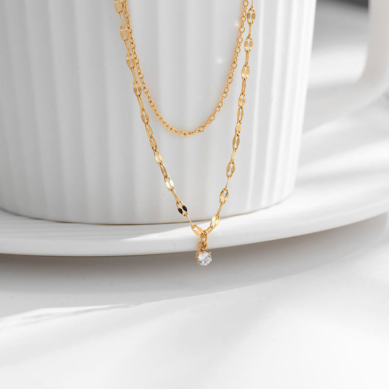 Wholesale Customized Tarnish Free Jewelry Waterproof Zircon Stainless Steel Fashion Chain Necklace for Women