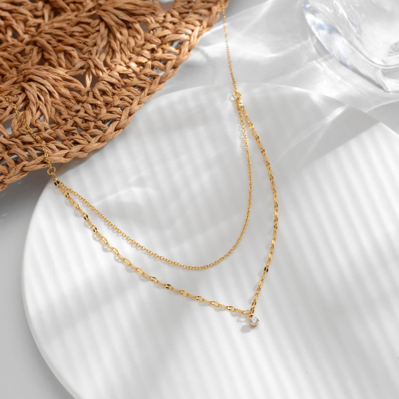 Wholesale Customized Tarnish Free Jewelry Waterproof Zircon Stainless Steel Fashion Chain Necklace for Women