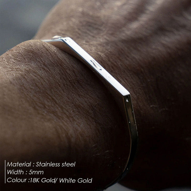 High-End Geometric Minimalist Stainless Steel Bracelet Custom Engraving Non-Tarnish Fashionable for Women/Man