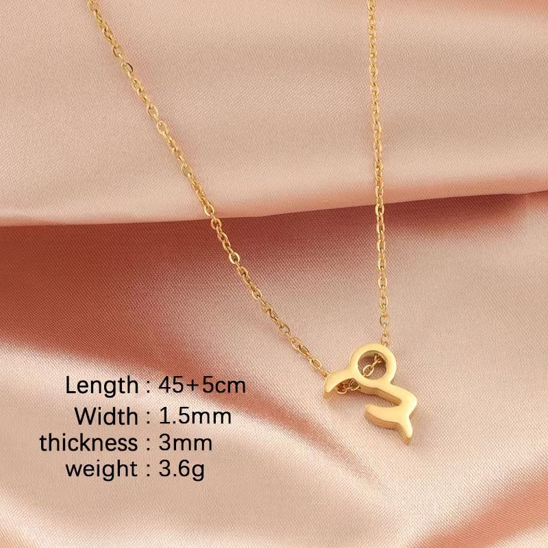 New 18K Gold Plated Stainless Steel Zodiac Sign Necklace High Polish Waterproof Trendy Chains-Wholesale