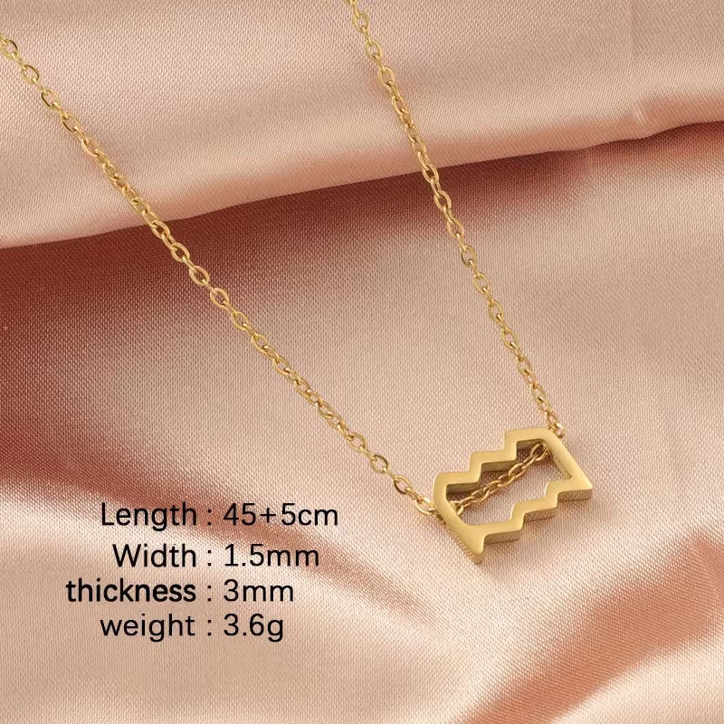 New 18K Gold Plated Stainless Steel Zodiac Sign Necklace High Polish Waterproof Trendy Chains-Wholesale