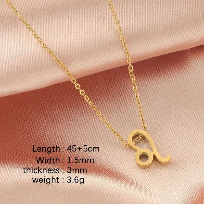 New 18K Gold Plated Stainless Steel Zodiac Sign Necklace High Polish Waterproof Trendy Chains-Wholesale