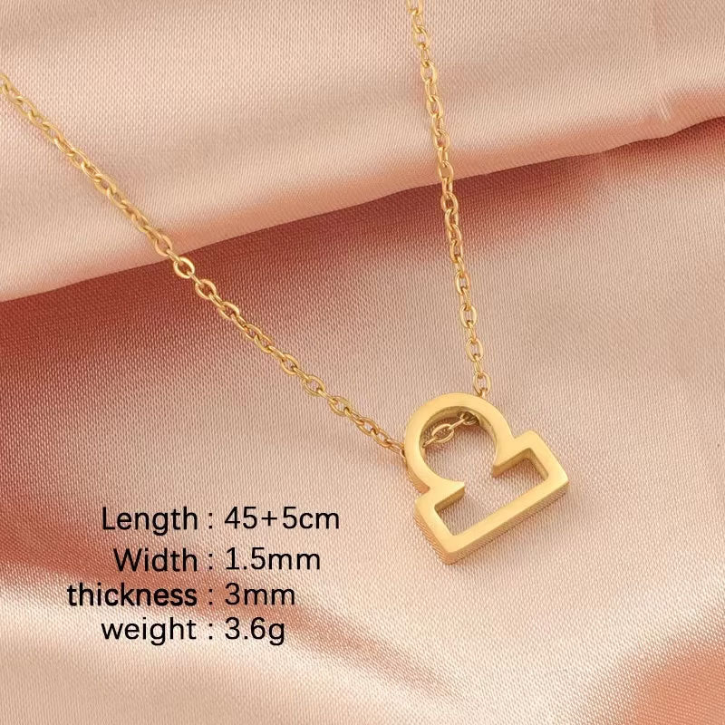 New 18K Gold Plated Stainless Steel Zodiac Sign Necklace High Polish Waterproof Trendy Chains-Wholesale