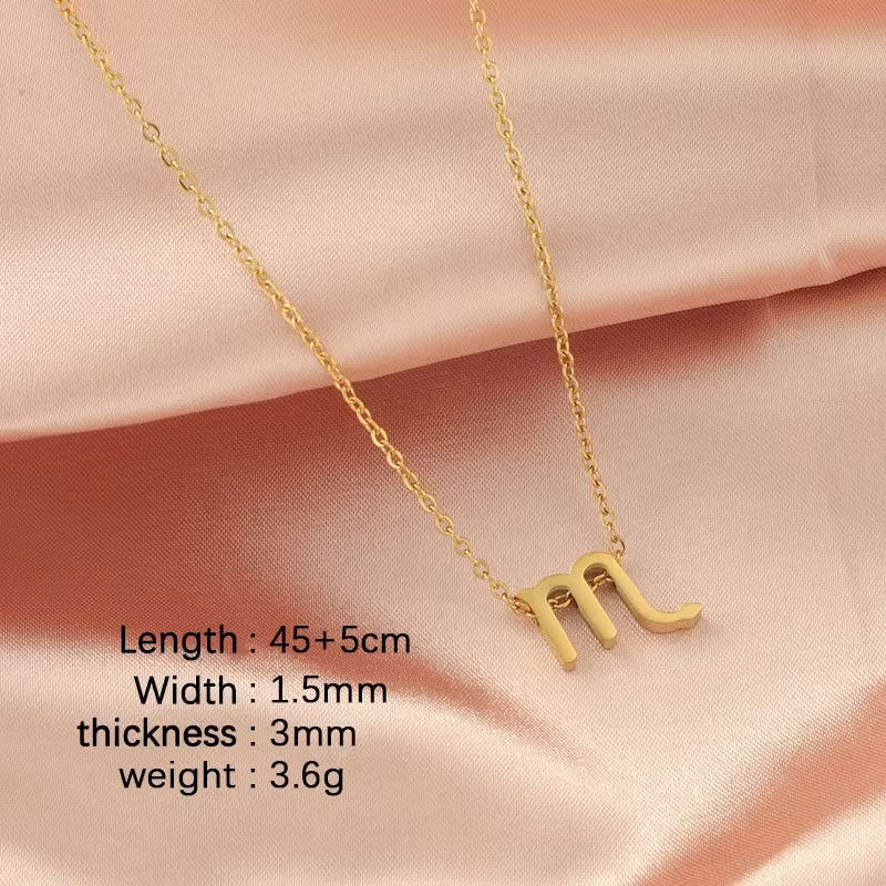 New 18K Gold Plated Stainless Steel Zodiac Sign Necklace High Polish Waterproof Trendy Chains-Wholesale