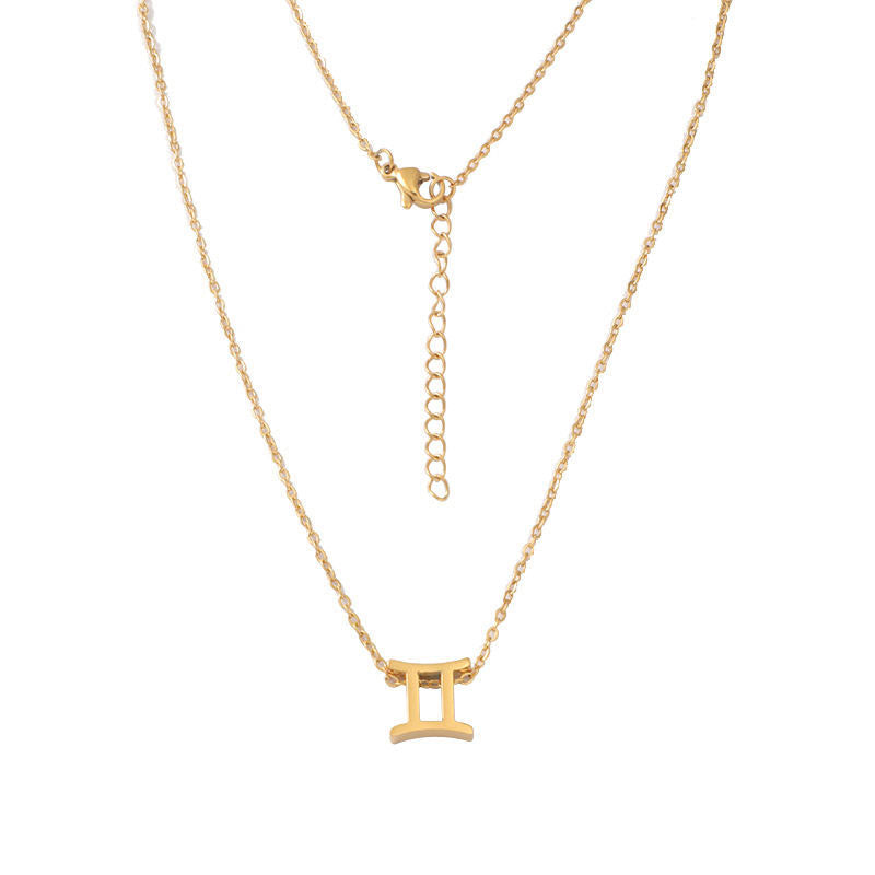 New 18K Gold Plated Stainless Steel Zodiac Sign Necklace High Polish Waterproof Trendy Chains-Wholesale