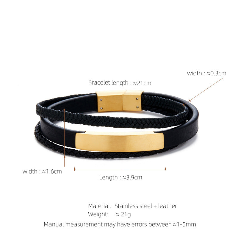 Leather & Steel Men's Bracelet