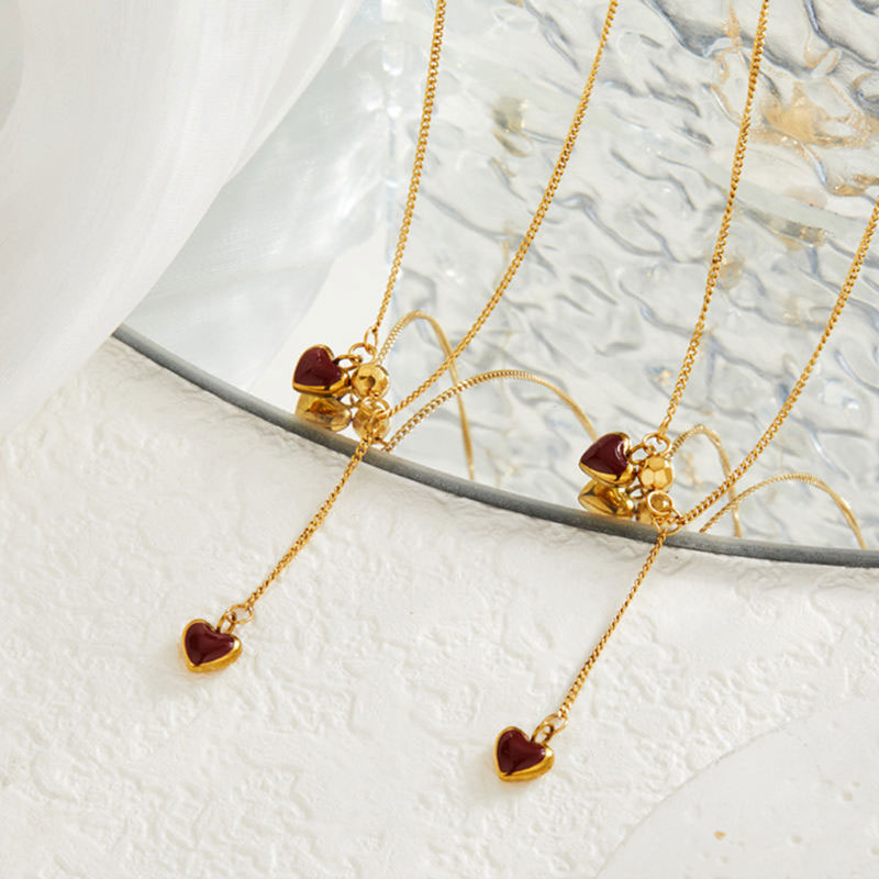 2025 New Design Wholesale Hypoallergenic Non Tarnish Stainless Steel Gold Plated Waterproof Jewelry Heart Necklace