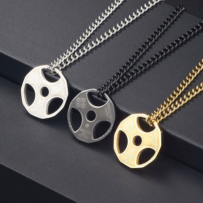 New Fashion Wholesale Non Tarnish Stainless Steel Fitness Body Building Gym Barbell Necklace
