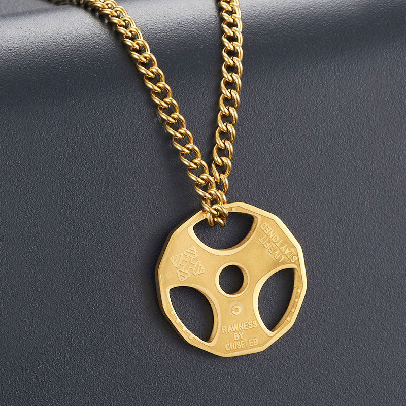 New Fashion Wholesale Non Tarnish Stainless Steel Fitness Body Building Gym Barbell Necklace
