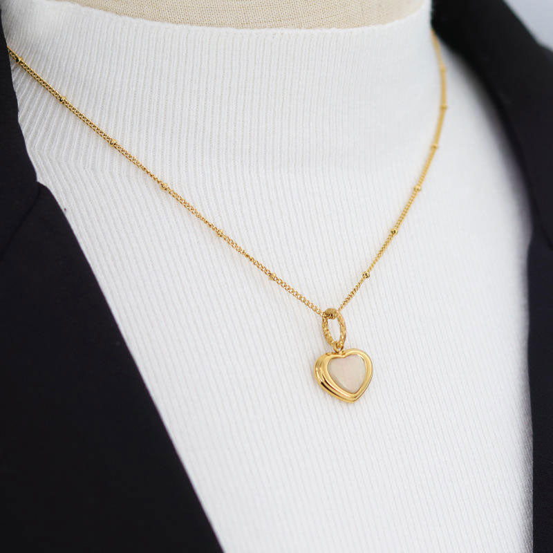 New Wholesale Non Tarnish PVD Gold Plated Stainless Steel Love Heart Pendant Charm Necklace