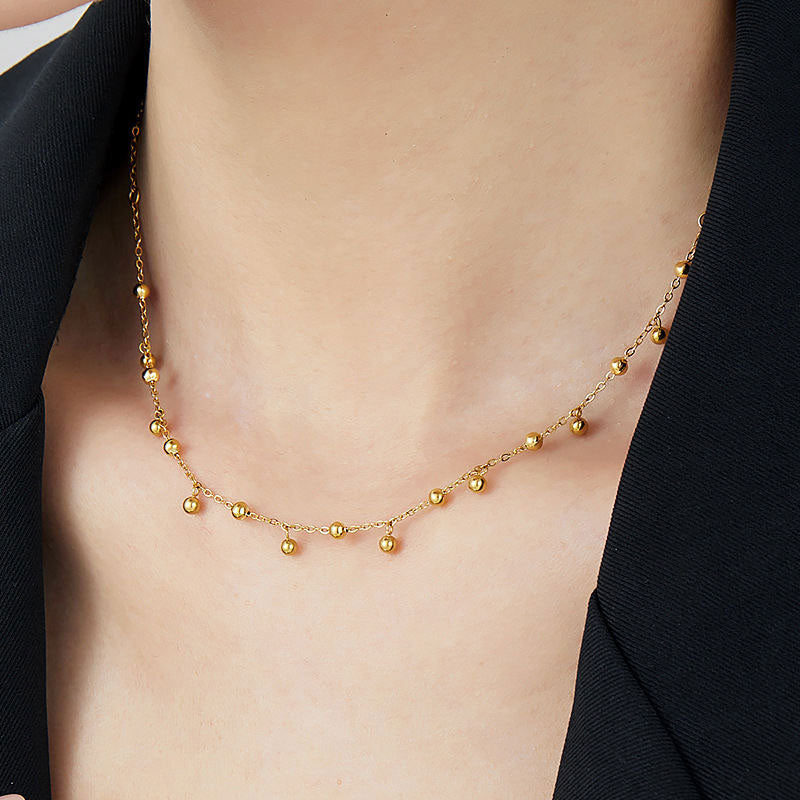 Wholesale Stainless Steel 18K Gold Plated Anti Tarnish Bead Chain Necklace for Women