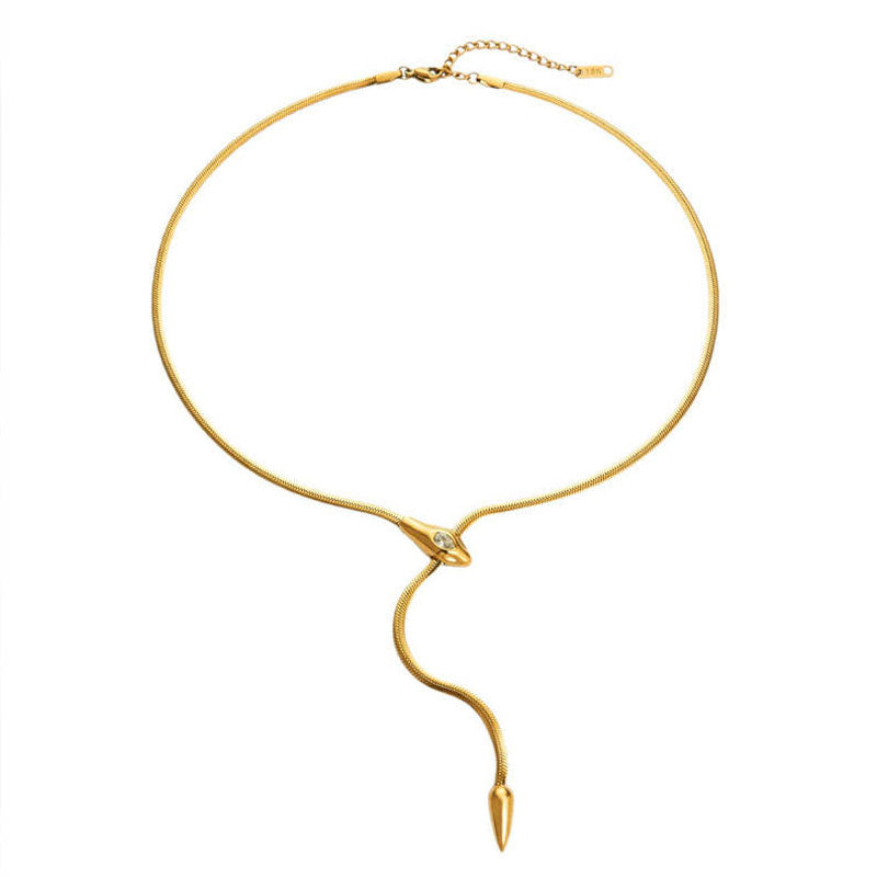 Casual Polished Gold Necklace 18k Real Fine Snake Chains Stainless Steel Women's Necklace for Women