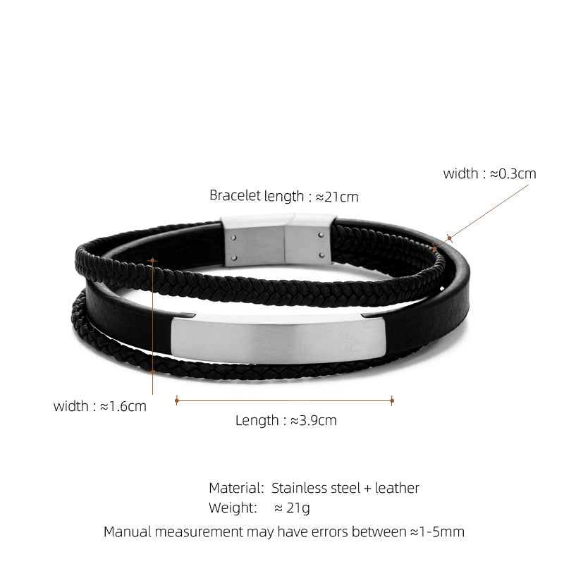 Leather & Steel Men's Bracelet