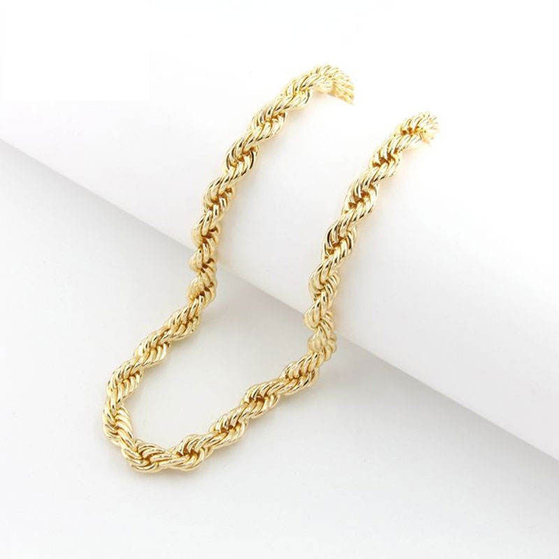 Trendy Durable No Fading Stainless Steel Silver 18k Real Gold Solid Gold Men's Chain for Men Boys