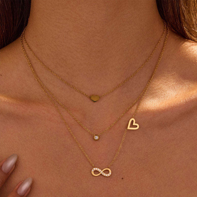 Elegant Jewelry Odor-Free Wholesale Three Layer Heart Fine Jewelry Necklaces Stainless Steel Fashion Pendant Necklaces for Women