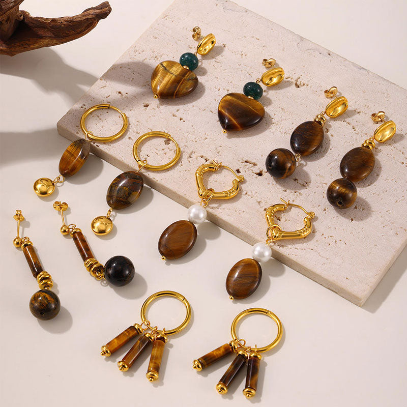 Vintage Fashion Women Jewelry 18K Gold Plated Hypoallergenic Stainless Steel Stud Earrings for Gift