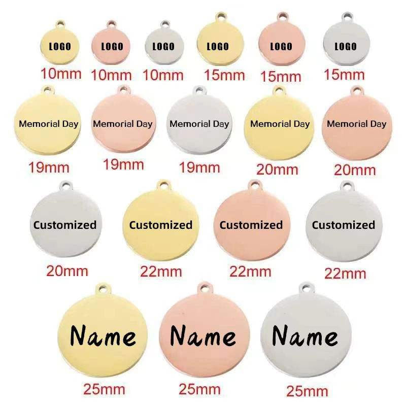 Custom 18K Gold Fashionable European and American Style Necklace Pendant Mirror Stainless Steel Geometric Blank Pendant Necklace