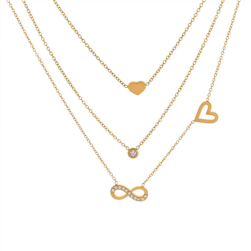 Elegant Jewelry Odor-Free Wholesale Three Layer Heart Fine Jewelry Necklaces Stainless Steel Fashion Pendant Necklaces for Women