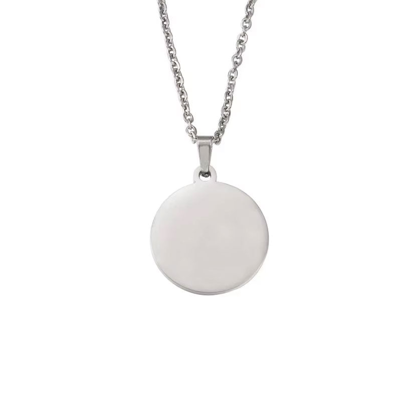 Custom 18K Gold Fashionable European and American Style Necklace Pendant Mirror Stainless Steel Geometric Blank Pendant Necklace