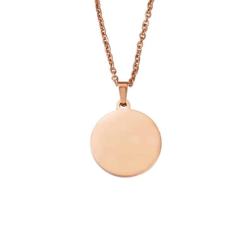 Custom 18K Gold Fashionable European and American Style Necklace Pendant Mirror Stainless Steel Geometric Blank Pendant Necklace