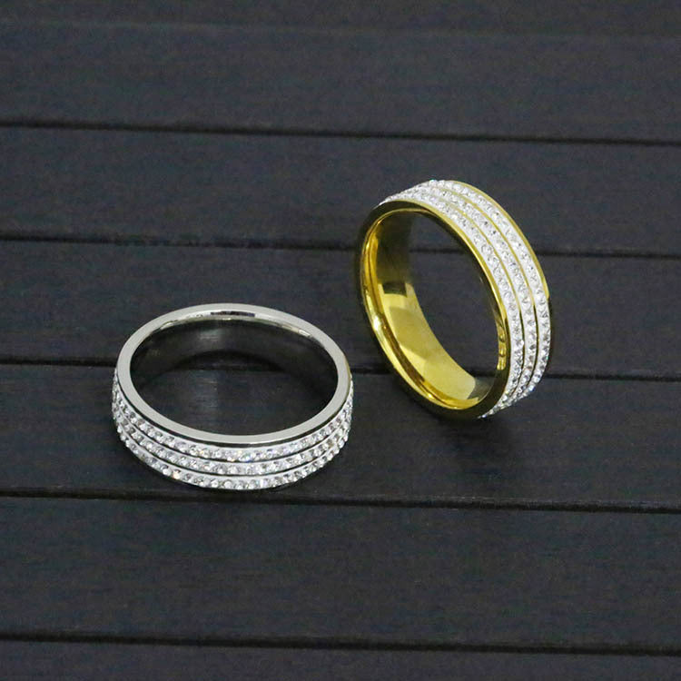 Women's Ring America Three-Bar Diamond-Studded Ring