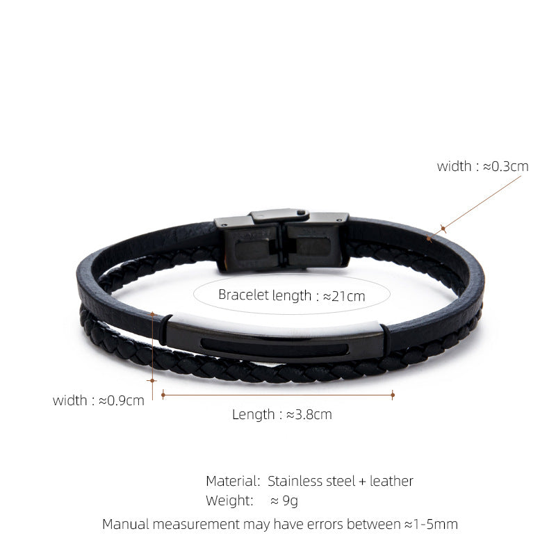Leather & Steel Men's Bracelet
