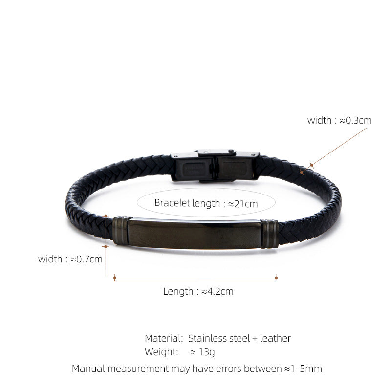 Leather & Steel Men's Bracelet