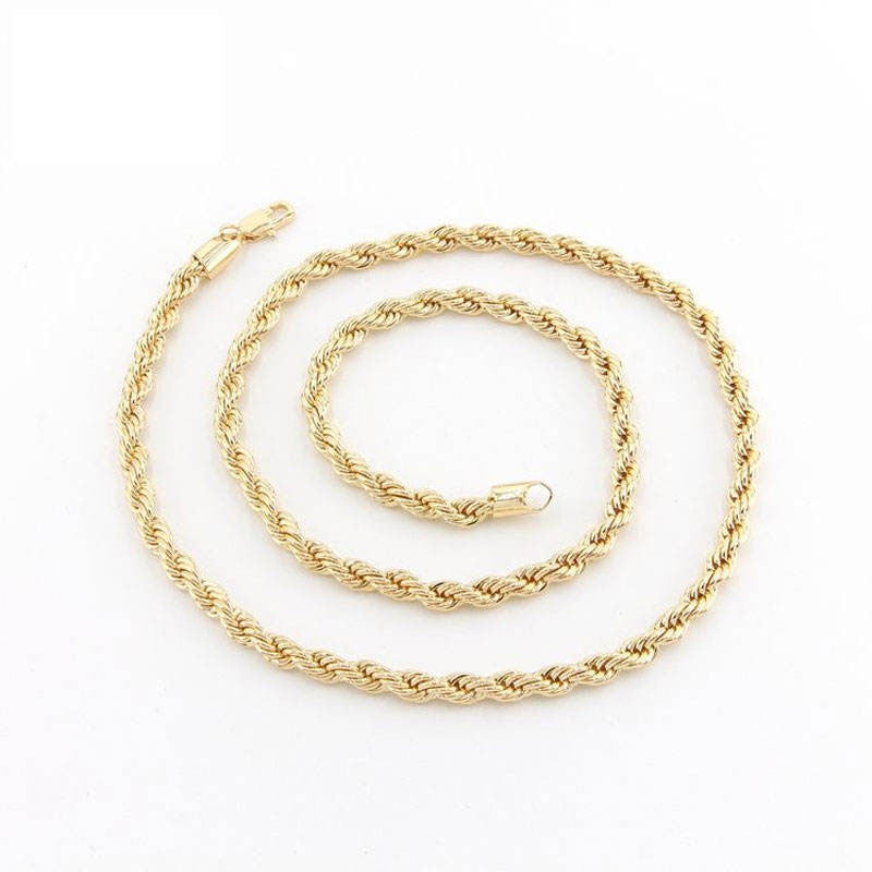 Trendy Durable No Fading Stainless Steel Silver 18k Real Gold Solid Gold Men's Chain for Men Boys