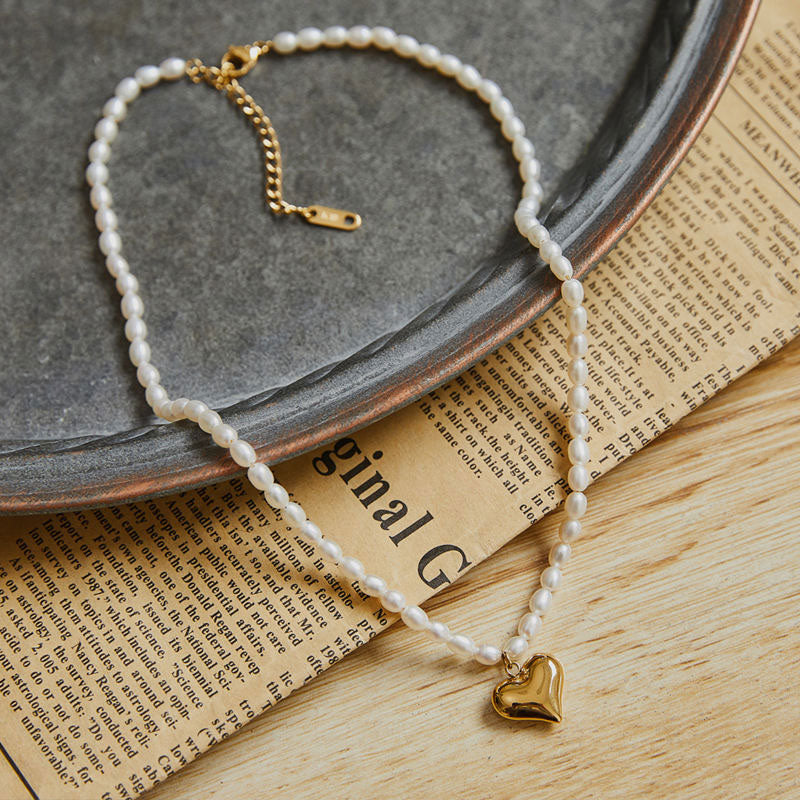 New Wholesale Tarnish Free Women Stainless Steel Fresh Water Pearl Trendy Charm Necklaces