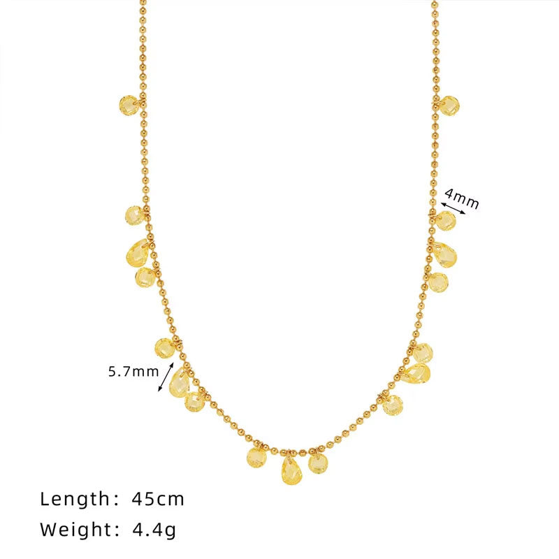 Luxury Elegant Jewelry Cyan Gold Fine Jewelry Necklaces Stainless Steel Zircon Minimalist Fashion Pendant Necklaces for Women