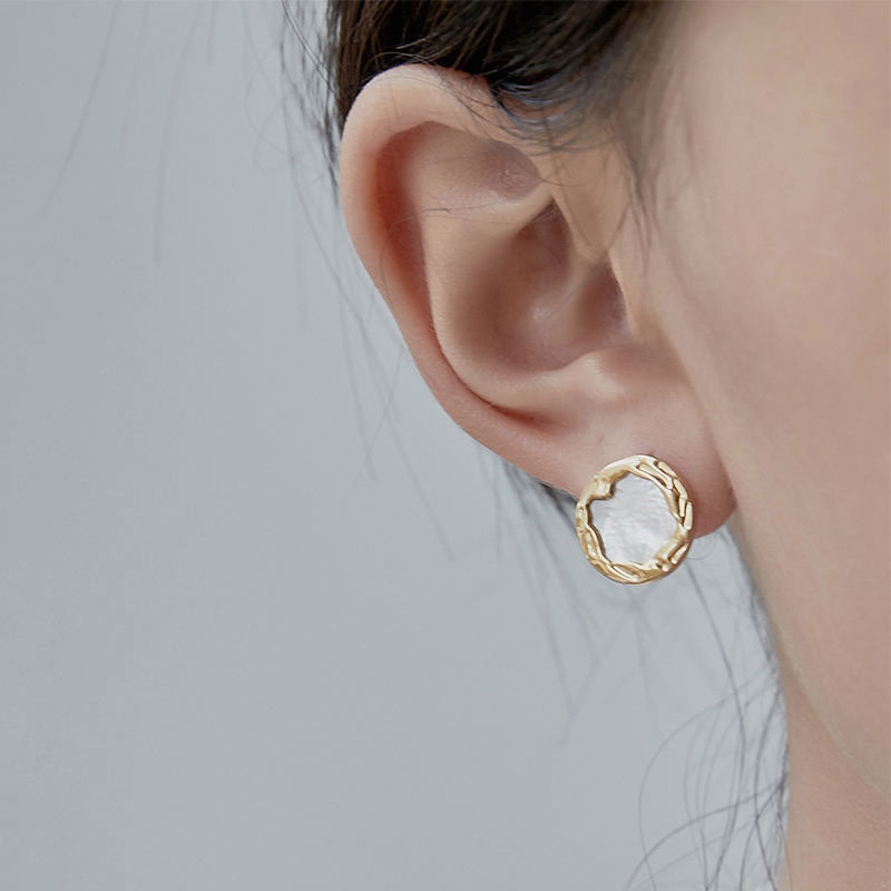Fashion Design High Quality HypoallergenicWholesale Waterproof Stainless Steel PVD 18K Gold Plated Mother of Stud Earrings