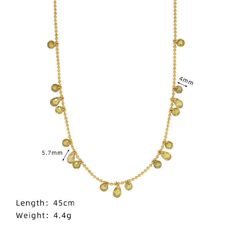 Luxury Elegant Jewelry Cyan Gold Fine Jewelry Necklaces Stainless Steel Zircon Minimalist Fashion Pendant Necklaces for Women
