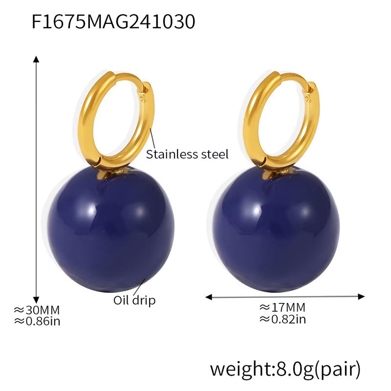 Women's Luxury 18K Gold Jewelry Earrings New Classic Stainless Steel Oil Painting Candy-Colored Hollow Balls New Stainless Steel
