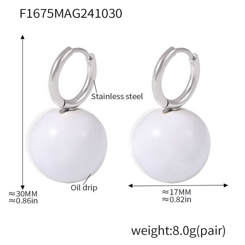 Women's Luxury 18K Gold Jewelry Earrings New Classic Stainless Steel Oil Painting Candy-Colored Hollow Balls New Stainless Steel