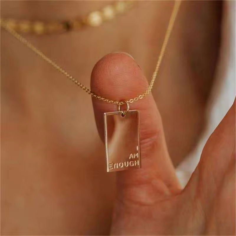 Fashion Jewelry Manufacturer Customized Word Message Letter Waterproof Gold Plated Stainless Steel Pendant Necklace for Women