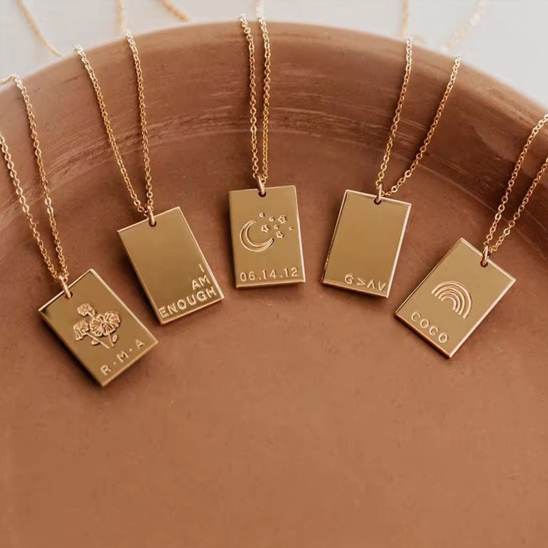 Fashion Jewelry Manufacturer Customized Word Message Letter Waterproof Gold Plated Stainless Steel Pendant Necklace for Women