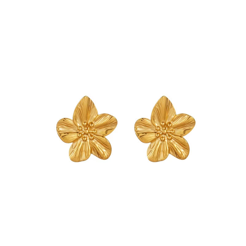 Fashion Design High Quality Stainless Steel Jewelry Tarnish Free Flower Stud Earrings for Women