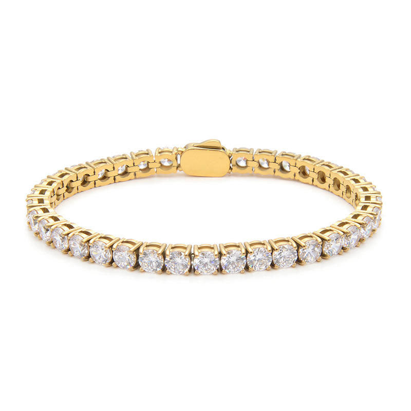 Wholesale Fashion Custom Mirror Polish Waterproof 316L Stainless Steel 4mm Cubic Zirconia Moissanite Tennis Bracelet