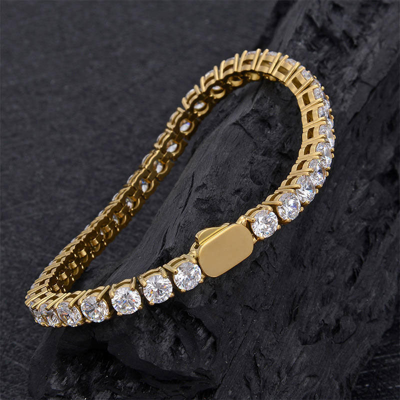 Wholesale Fashion Custom Mirror Polish Waterproof 316L Stainless Steel 4mm Cubic Zirconia Moissanite Tennis Bracelet