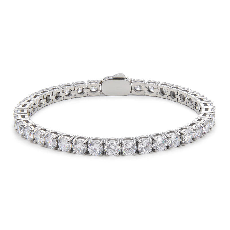 Wholesale Fashion Custom Mirror Polish Waterproof 316L Stainless Steel 4mm Cubic Zirconia Moissanite Tennis Bracelet