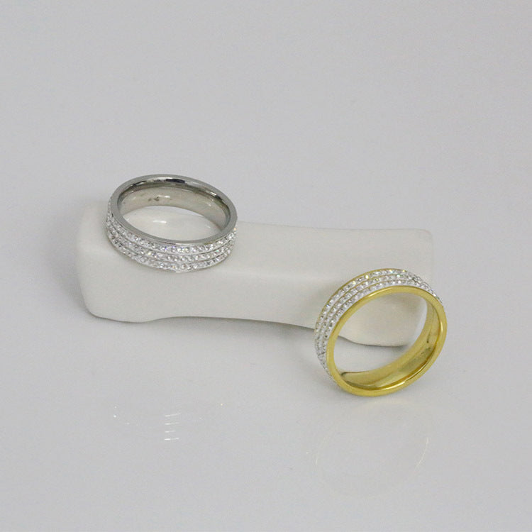 Women's Ring America Three-Bar Diamond-Studded Ring