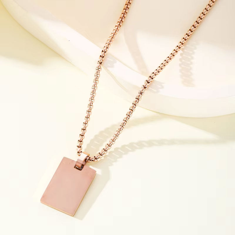 New Fashion Wholesale Non Tarnish PVD 18K Gold Plated Stainless Steel Customized Rectangle Blank Necklace for Engraving