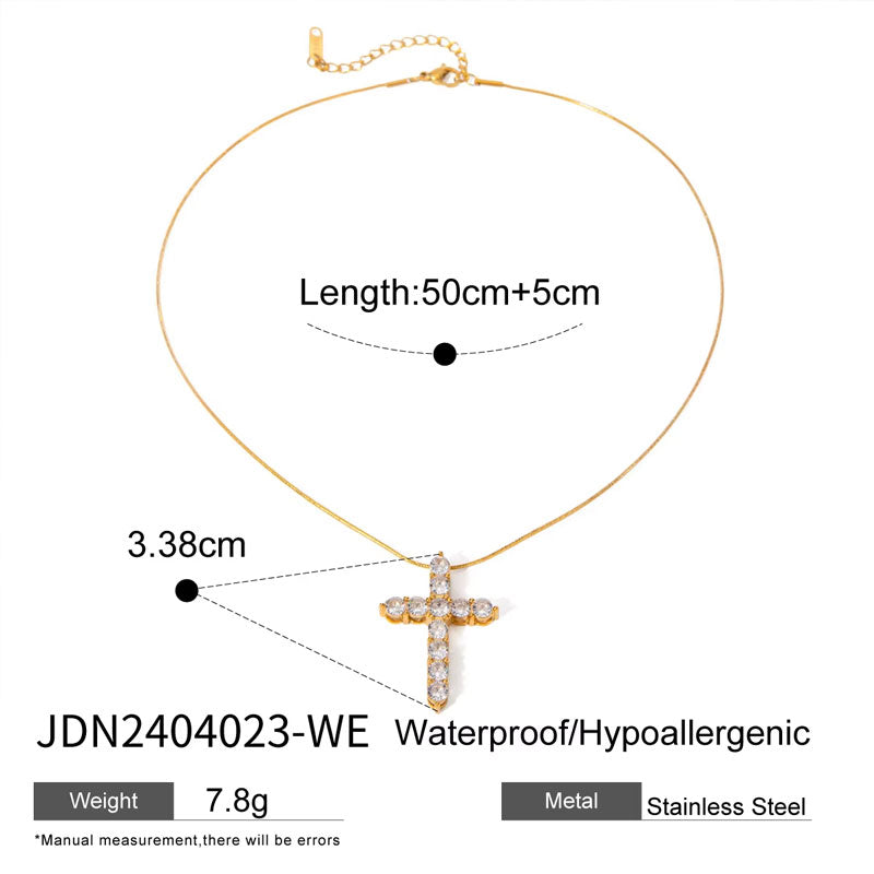 Wholesale Stainless Steel Zircon Chain Custom Permanent Jewelry Gold Fill Cross Chain Fashion Pendant Necklaces for Men Women
