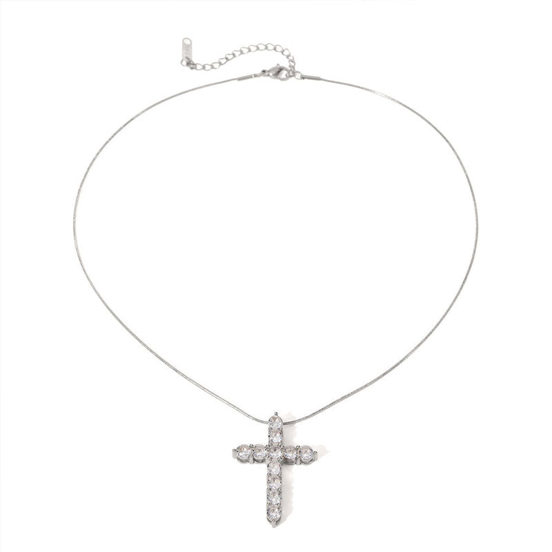 Wholesale Stainless Steel Zircon Chain Custom Permanent Jewelry Gold Fill Cross Chain Fashion Pendant Necklaces for Men Women
