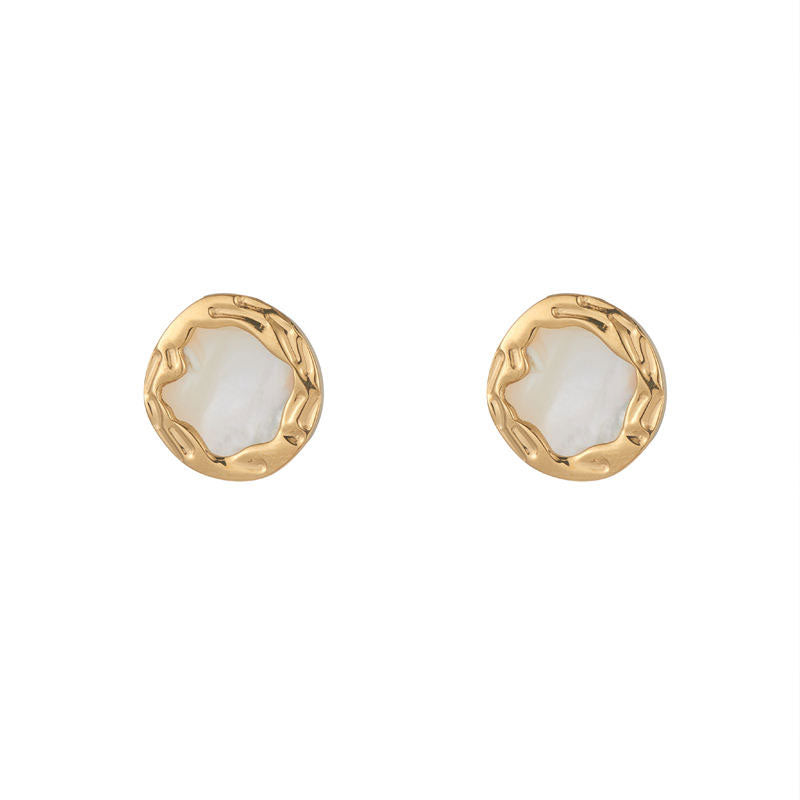 Fashion Design High Quality HypoallergenicWholesale Waterproof Stainless Steel PVD 18K Gold Plated Mother of Stud Earrings