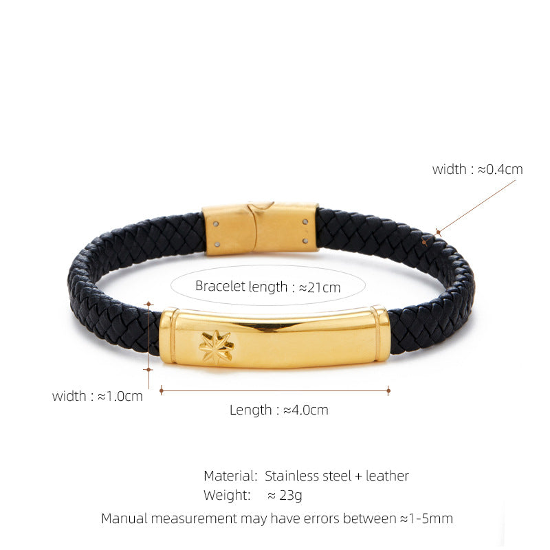 Leather & Steel Men's Bracelet