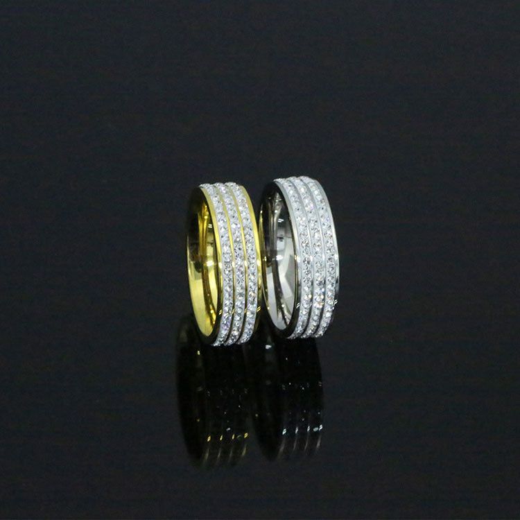 Women's Ring America Three-Bar Diamond-Studded Ring