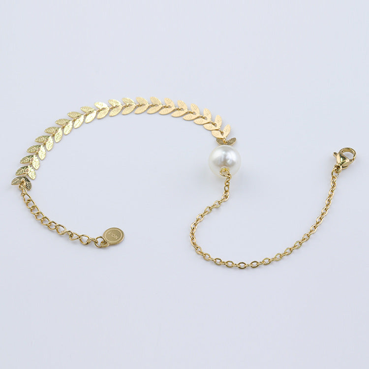Elegant Korean Pearl Geometric Bracelet