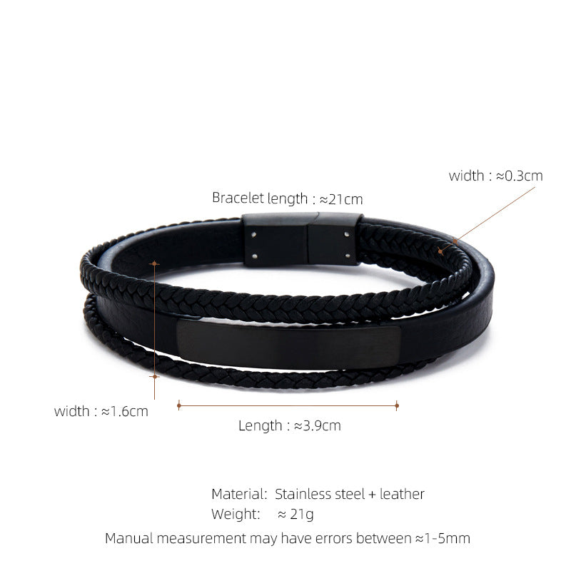 Leather & Steel Men's Bracelet